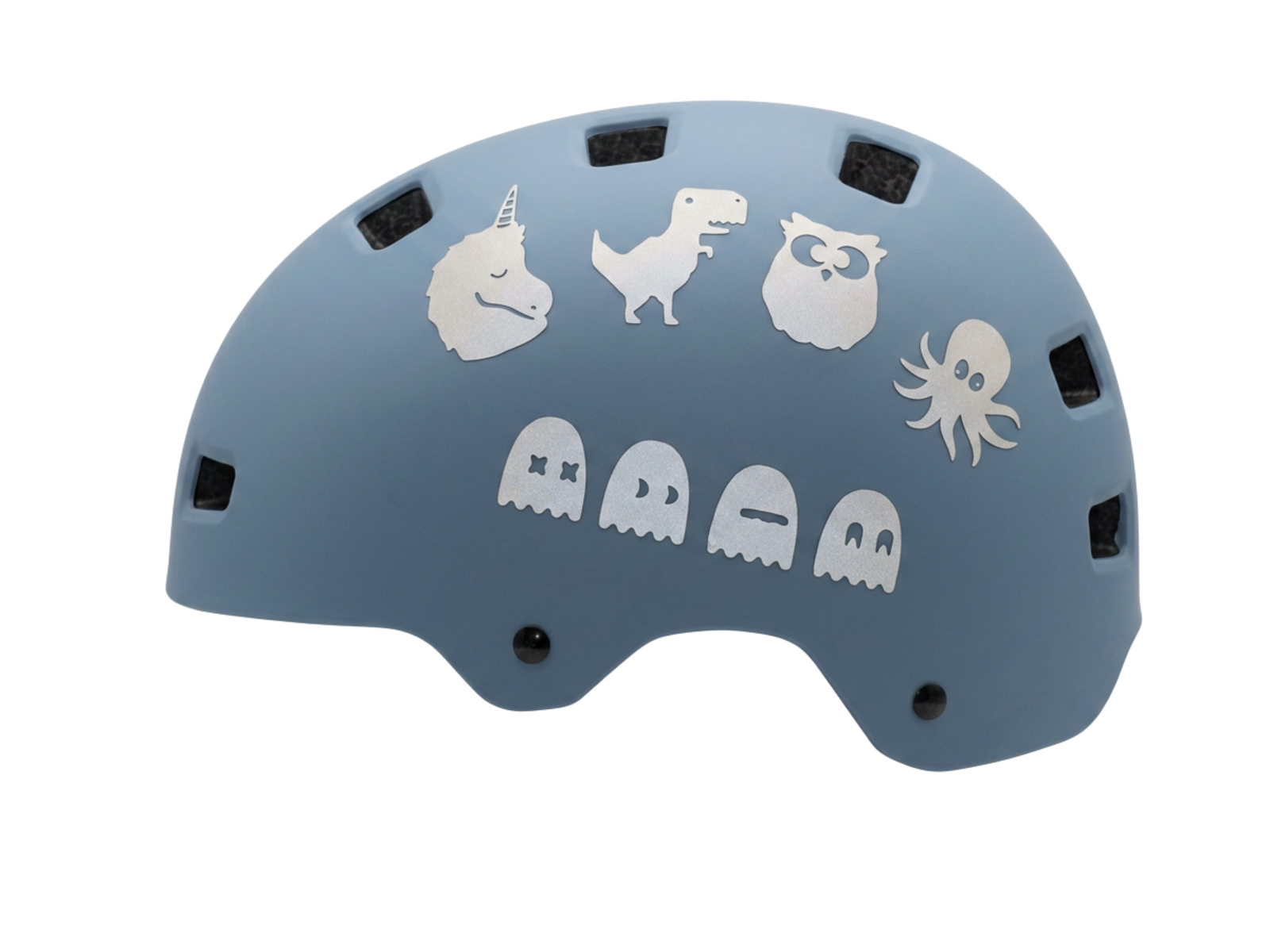 Gece ışıkla parlayan ilk sticker seti uygulanmış açık mavi kask